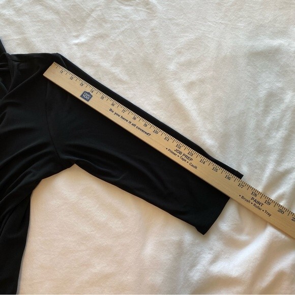 Black White Color Block Wave Pattern Key Hole Cut Out Tie Front Blouse Size PL - Picture 12 of 12